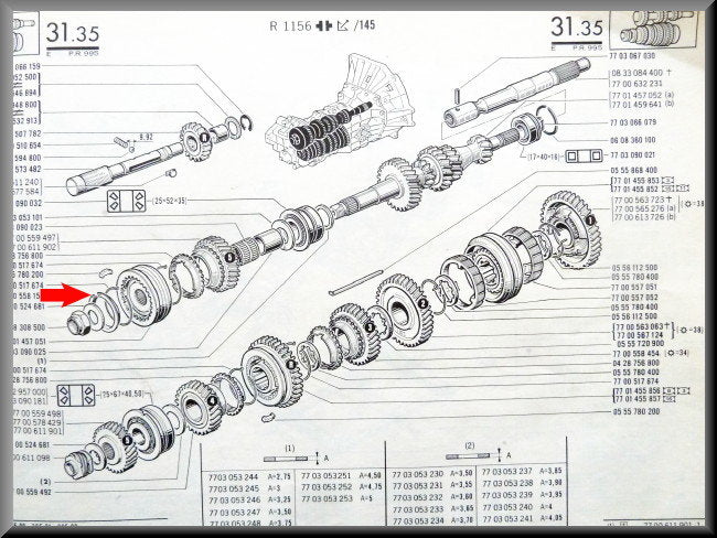 Circlip synchromesh 5th gear – Renault 16 – OEM 7700558154