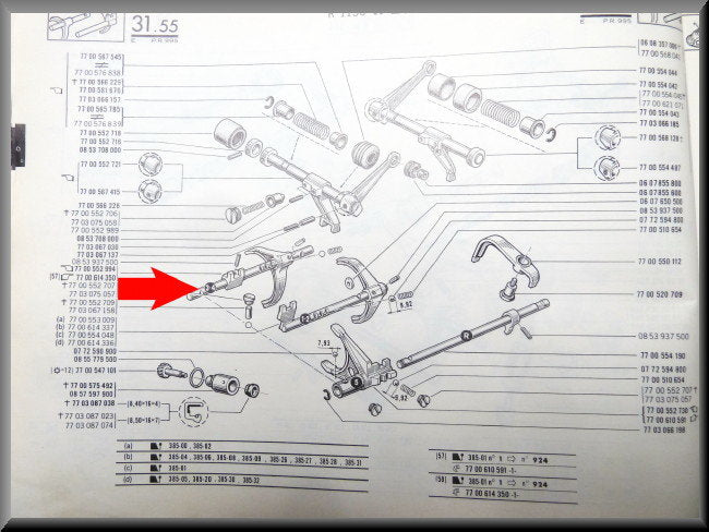 Schakelas 3e 4e versnelling (5 bak) – Renault 16 – OEM 7700552994