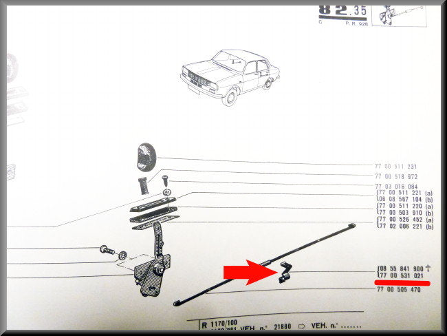 Klem verbindingsstang portierslot – Renault 12 – OEM 7700531021