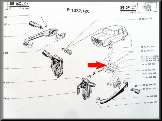 Opvulplaat slotvanger (1mm) – Renault 12 – OEM 7700512424