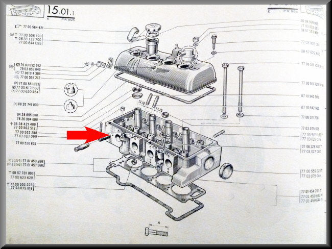 Cilinderkop inclusief kleppen (gereviseerd) – Renault 16 TX – OEM 7701459642A