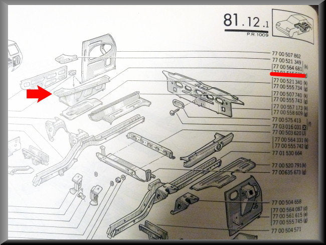 Spare wheel box Break – Renault 12 – OEM 7700564681