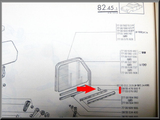 Klemmetje portier ruit rubber – Renault 12 – Renault 16 - OEM 0855478000