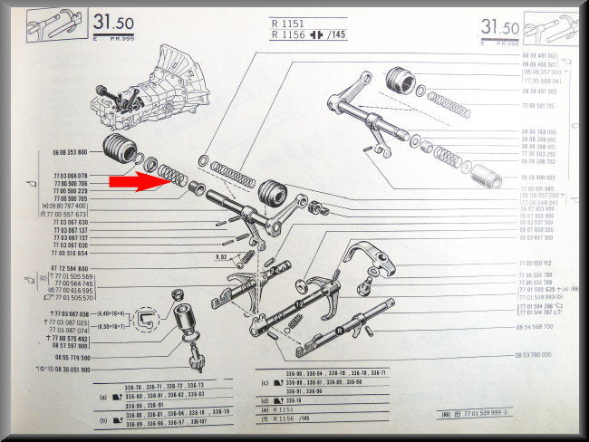 Schakelas veer (4 bak) – Renault 16 – OEM 7700500229