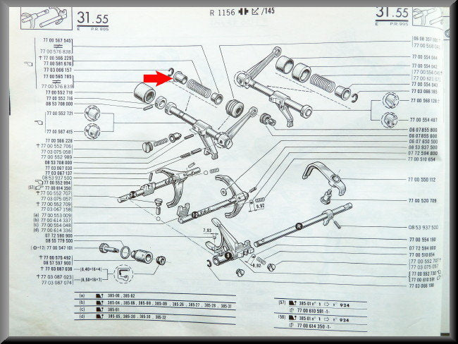 Opsluitbus schakelas veer (5 bak) – Renault 16 – OEM 7700565785