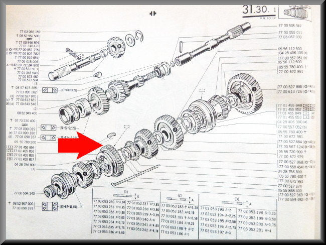 Pignon de marche arrière avec moyeu de synchronisation (37 dents) – Renault 12 – Renault 16 - OEM 7701455857A