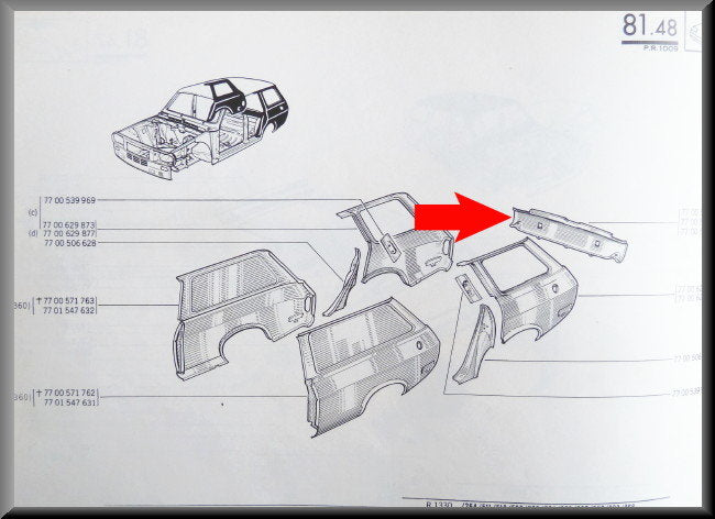 Achterpaneel Break – Renault 12 – OEM 7700562947