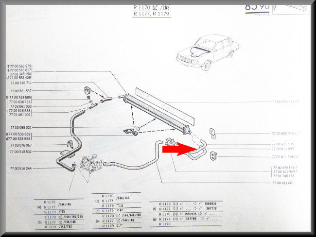 Kachelslang – Renault 12 – Renault 15 - OEM 7700611598