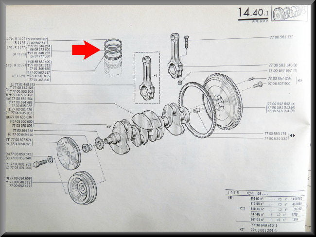 Zuigerveren (set) Motor 810 1300 cc – Renault 12 – Renault 5 - Renault 6 - OEM 7700500907 / 0607777500 / 7701348630