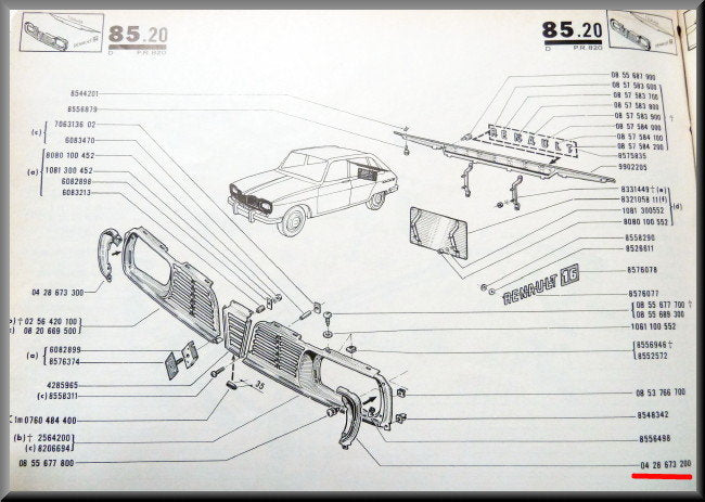 Chroomkapje grill links – Renault 16 – Used