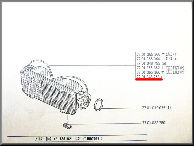 Feu de position complet gauche jaune blanc CIBIE – Renault 12 – OEM 7701348753