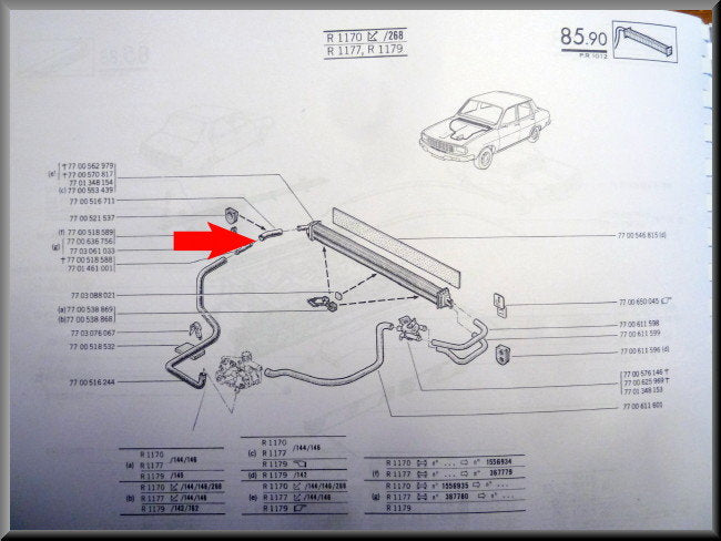 Kachelslang rechts – Renault 12 – OEM 7700516711