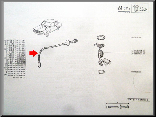 Km teller kabel – Renault 12 nieuwe type – Renault 15 - Renault 17 - OEM 7700639745 / 7701348933 / 7701348732