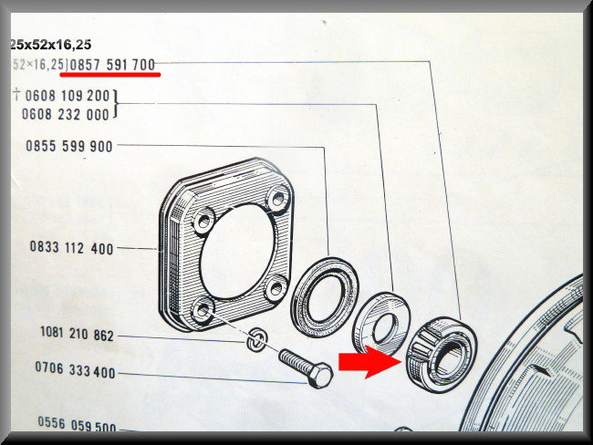 Wheel bearing set for rear axle (25x52x16.25 inner dimension 7x40x13.25 outer dimension) – Renault 16 L – OEM 0857591700 / 0857591600