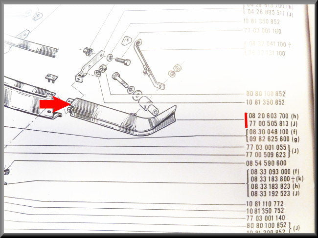 Coin de pare-chocs avant gauche – Renault 16 TS (premier modèle) – OEM 7700505813