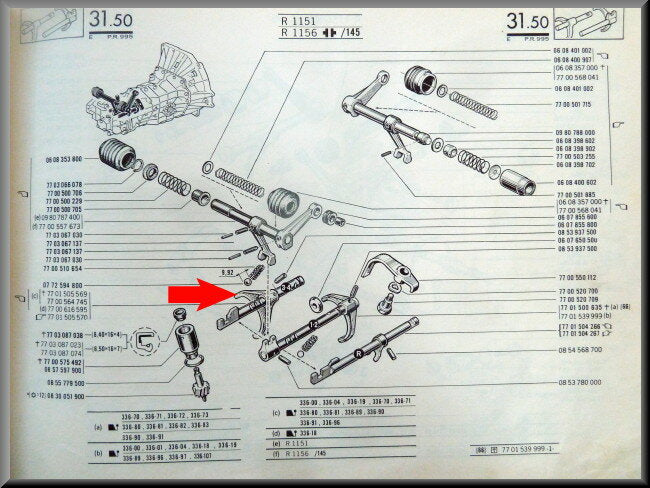 Fourchette 3ème 4ème vitesse (boîte 4 et 5) – Renault 16 – OEM 7701505569