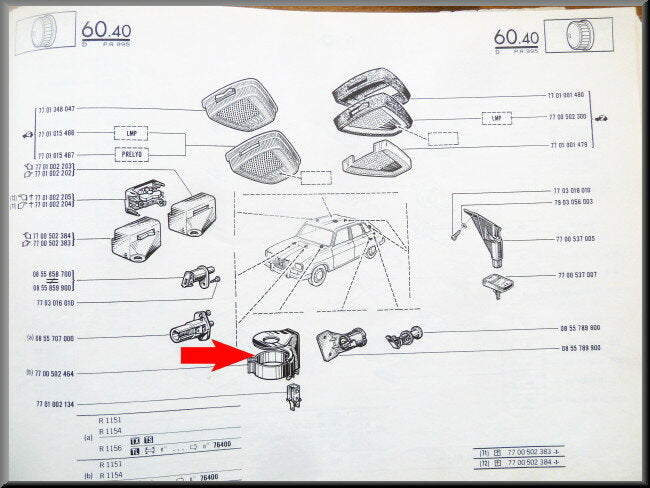 Capuchon de protection contacteur démarreur avec éclairage – Renault 16 TS – OEM 7700502464