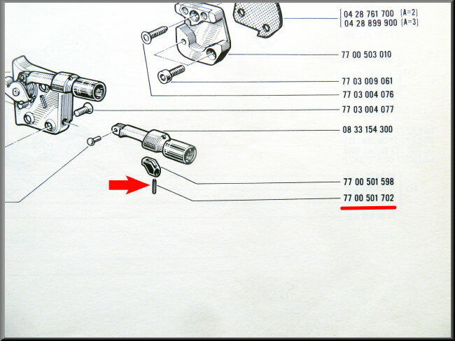 Goupille de verrouillage cylindre de serrure – Renault 16 – OEM 7700501702 / 0853711000