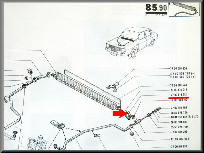 Kachelslang – Renault 12 oude type – OEM 7700526712