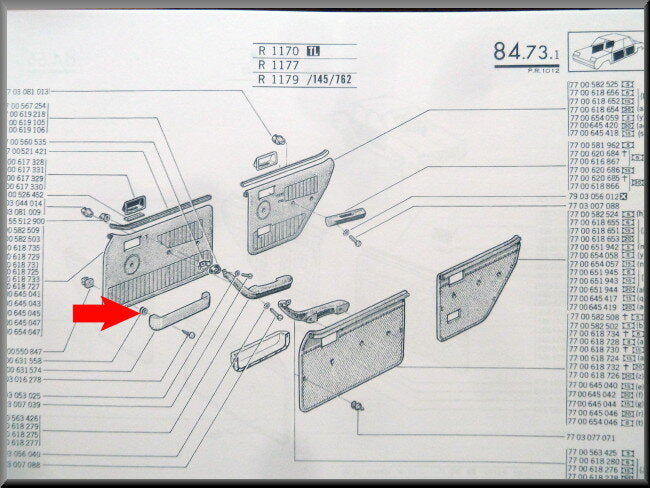 Bevestigingsclip opbergvakje portier – Renault 12 – OEM 7700631558