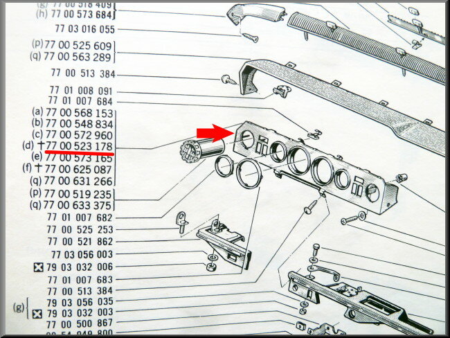Dashboard (brons) – Renault 16 TS – OEM 7700523178
