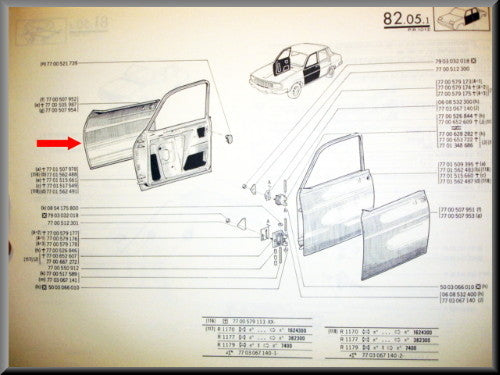 Panneau de porte avant droit – Renault 12 – OEM 7700515365