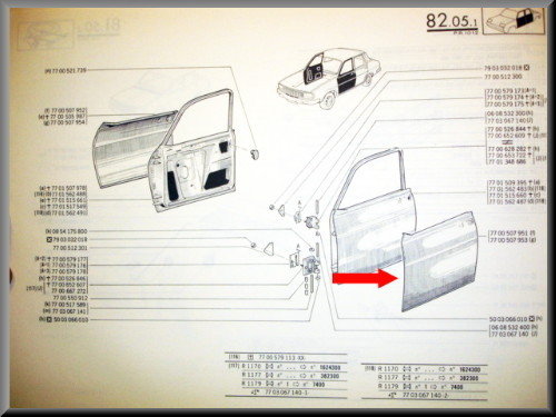 Deurplaat links voor – Renault 12 – OEM 7700515364