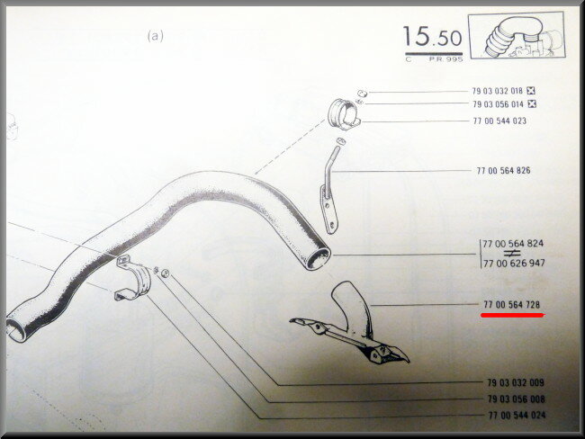 Hitteschild luchtinlaat spruitstuk – Renault 16 TX, TS – OEM 7700564728