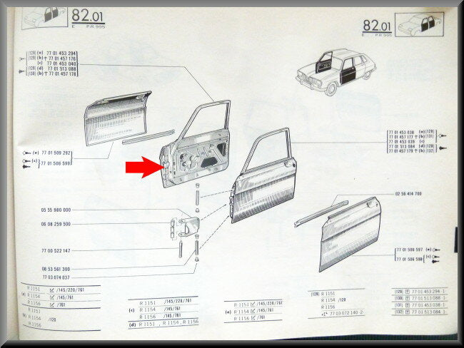 Portier voorzijde rechts – Renault 16 type 2 – OEM 7701453040 – Used