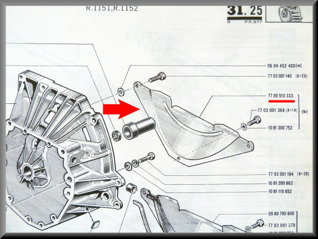 Afdekplaat koppelingshuis (336 bak) – Renault 16 – OEM 7700526333 / 7700510333