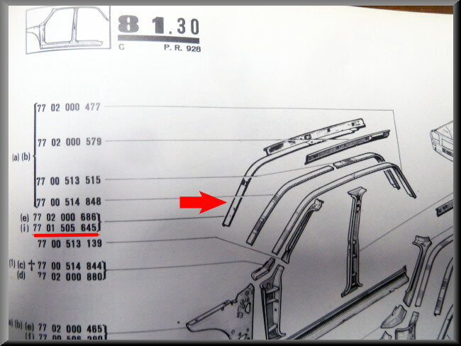 Gutter molding right front – Renault 12 – OEM 7701505645