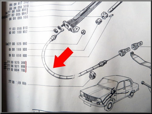 Handremkabel voorzijde – Renault 12 – OEM 7700521899