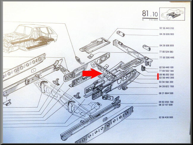 Plancher arrière – Renault 16 – OEM 0256440300