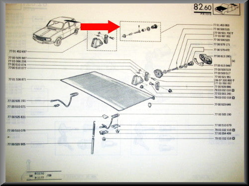 Serrure de hayon à bouton-poussoir – Renault 12 – OEM 7701453959
