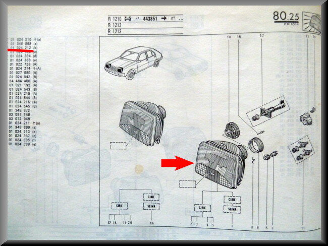 Koplamp links – Renault 14 - Renault Rodeo 6 (H4 fase 1) – OEM 7701024212 – NOS