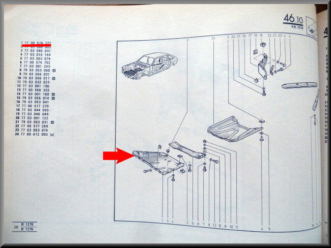 Plaque de protection avant – Renault 20 - Renault 30 - Renault 18 – OEM 7700570777 – NOS