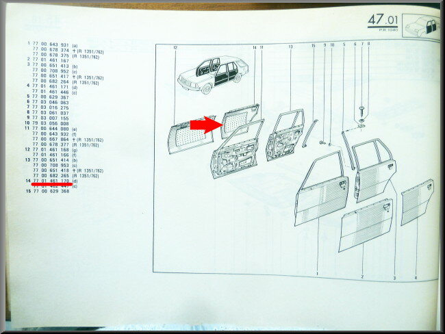 Tôle de porte arrière droite – Renault 18 – OEM 7701461170 – NOS