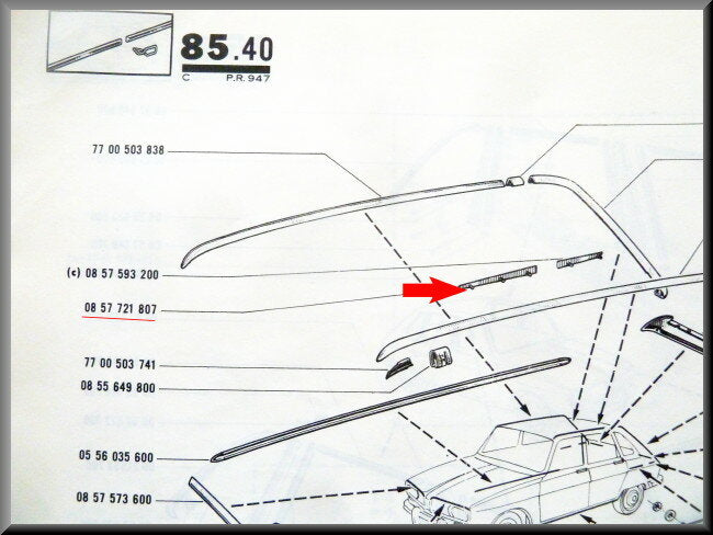 Sierstrip rechts – Renault 16 TS – OEM 0857721807