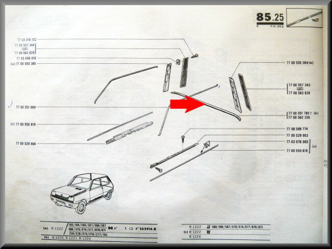 Baguette de hayon – Renault 5 – OEM 7700551785 – NOS