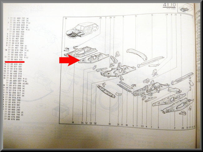 Binnen plaat voorzijde rechts – Renault 18 – OEM 7700665635 – NOS