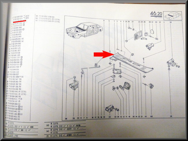 Paravan – Renault 20 - Renault 30 – OEM 7700568594 – NOS