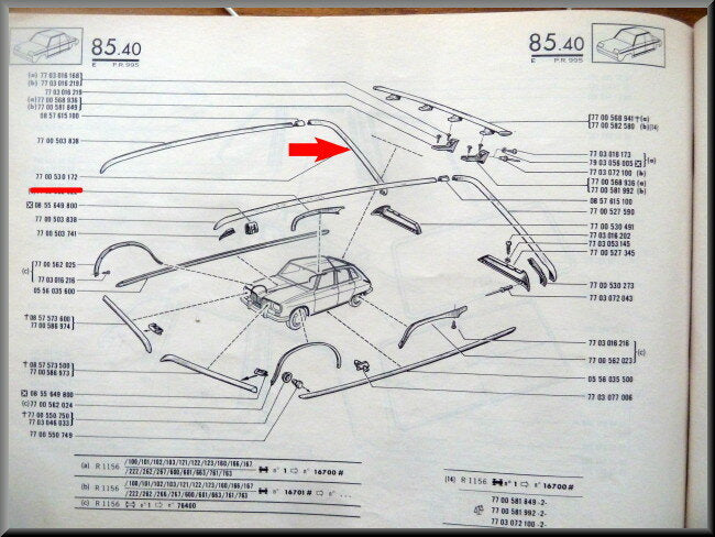 Dak sierstrip rechts achter – Renault 16 type 2 – OEM 7700530172