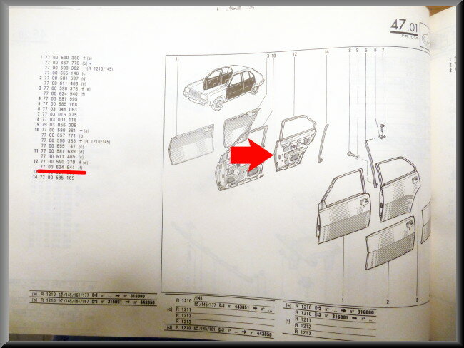Porte arrière droite – Renault 14 – OEM 7700624941 – NOS
