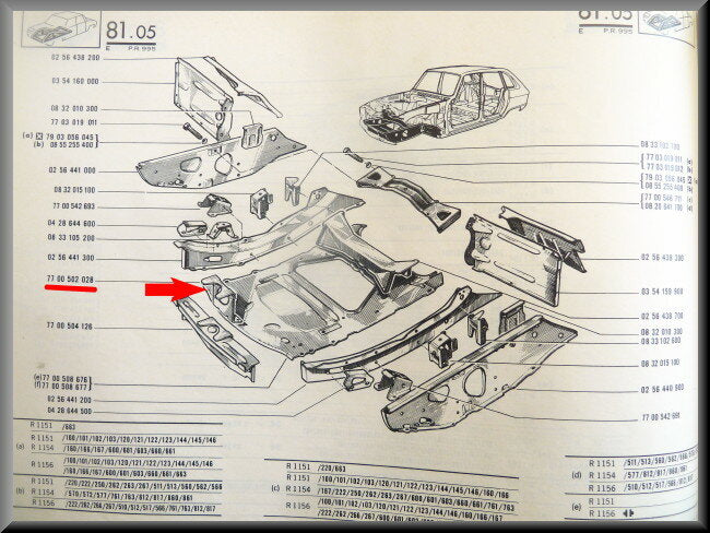 Front beam mounting bracket – Renault 16 – OEM 7700502028