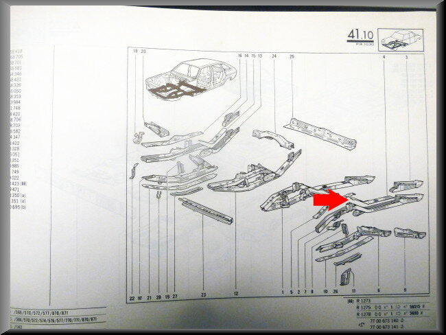 Tôle de châssis gauche – Renault 20 - Renault 30 – OEM 7700568581 – NOS