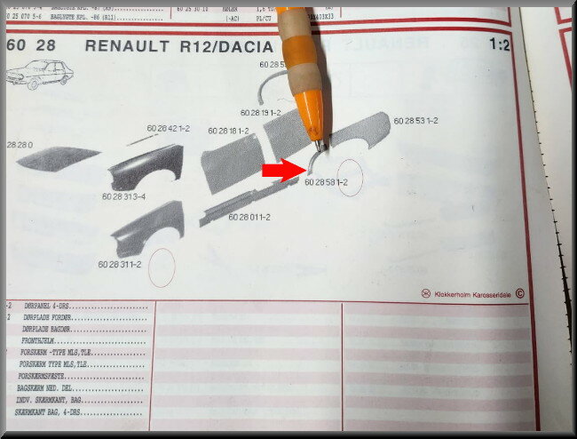 Reparatie deel achterscherm links – Renault 12 – OEM 262858