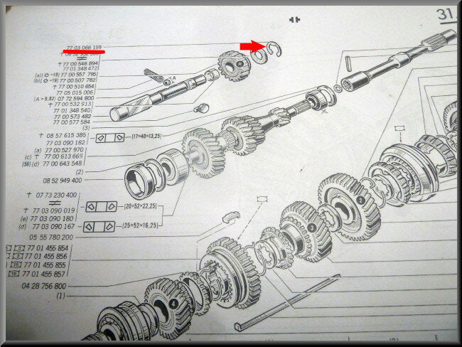 Borgclip achteruit tandwiel – Renault 12 – Renault 16 - OEM 7703066159