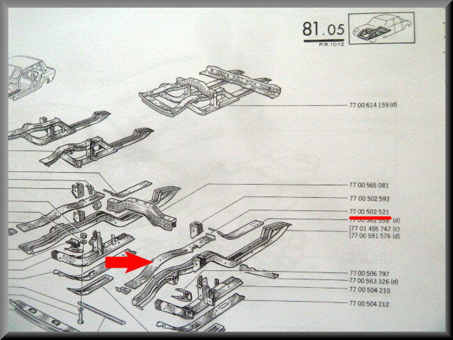 Chassis plaat links – Renault 12 – OEM 7700502521