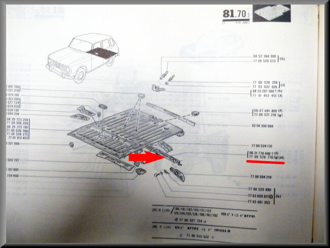 Dwarsbalk achter – Renault 6 – OEM 7700526776 – NOS