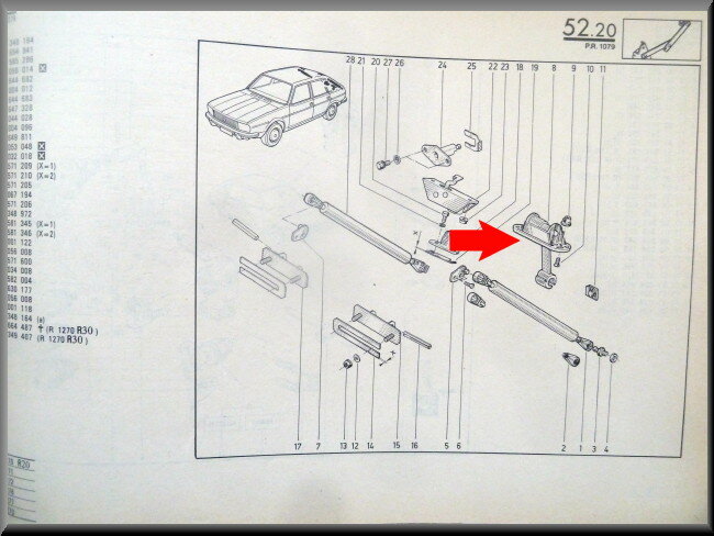 Parcel shelf rolling mechanism – Renault 20 – Renault 30 – OEM 7700647328 – NOS